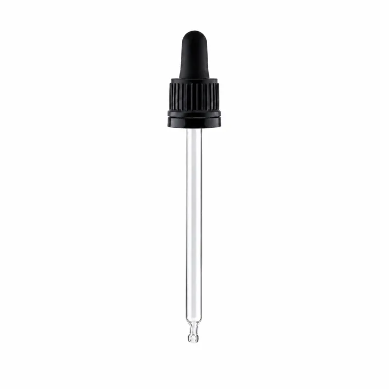 Uzáver s poistným krúžkom s čiernou pipetou pre 100 ml fľaštičku, 18/415