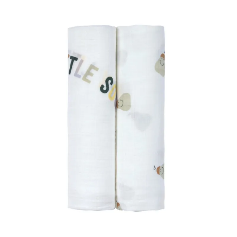 LÄSSIG Swaddle Heav. Soft 120x120 Happy Fruits pear bambusové plienky