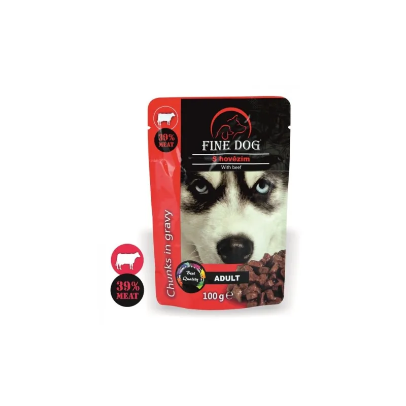 Fine Dog kapsička Adult hovězí v omáčce 100g