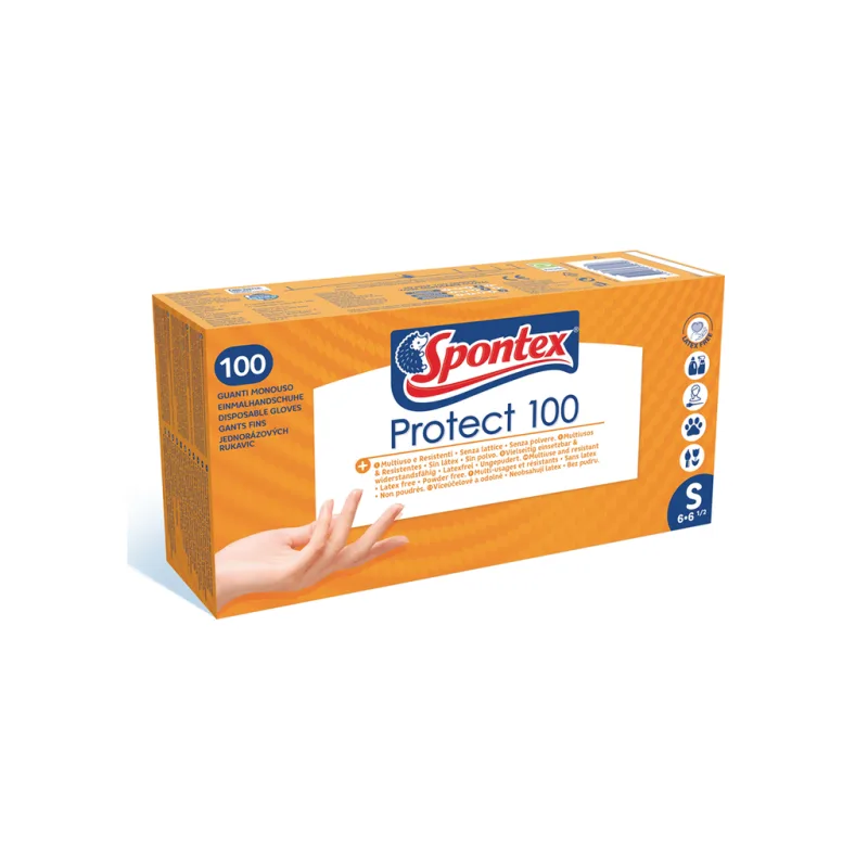 Vinylové rukavice Spontex Protect 100 ks, vel. L