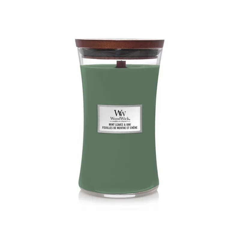 Svíčka oválná váza WoodWick Mint leaves & Oak 609.5 g