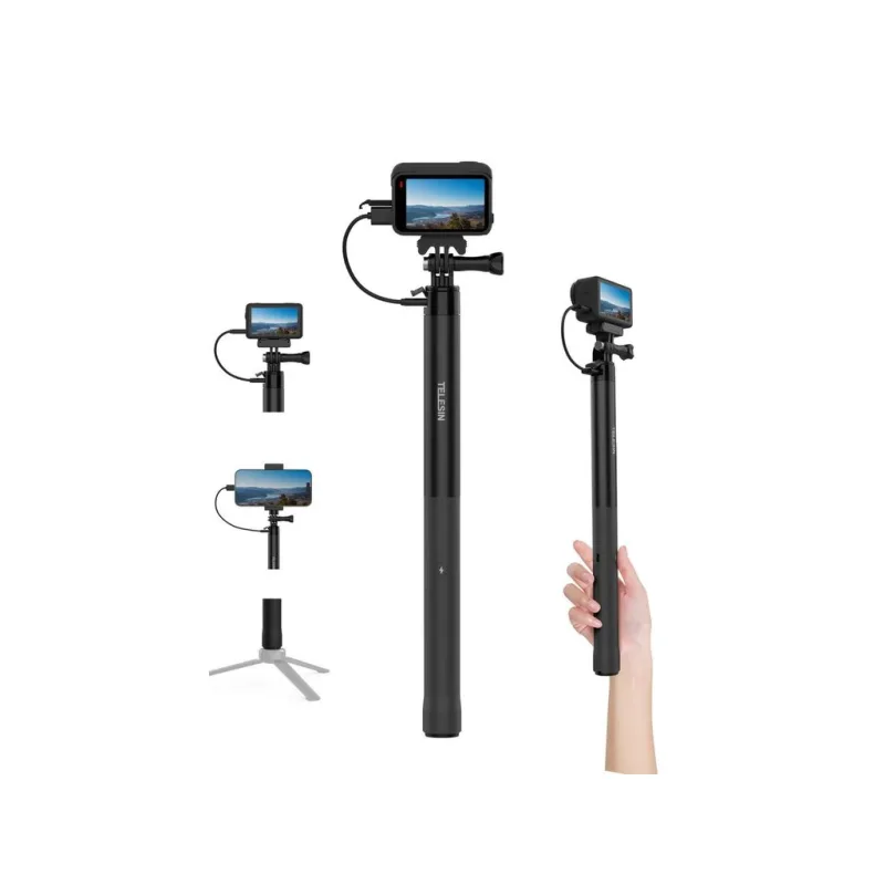 Power grip selfie tyč pro Insta360 a další kamery a telefony s vestavěnou powerbankou 5 000 mAh
