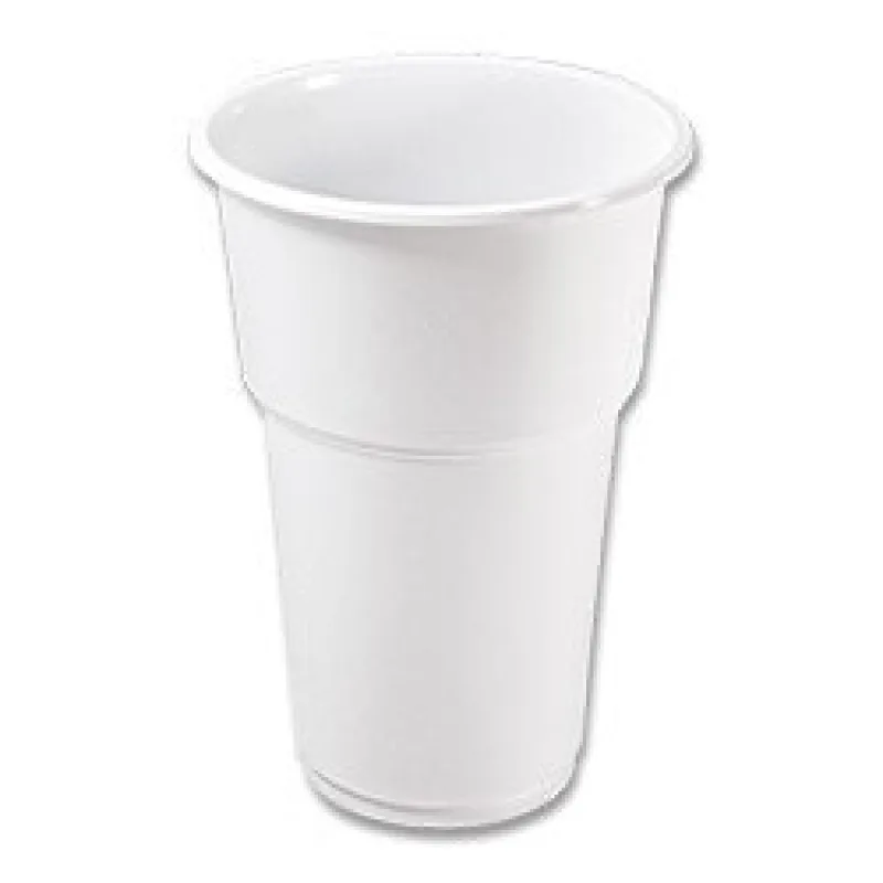 Plastic white cups - 0.3 l, 50 pcs