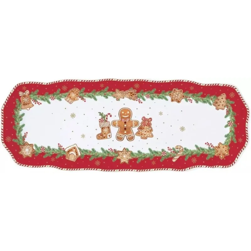 Easy Life Porcelánový servírovací tác Fancy Gingerbread 37 × 14 cm