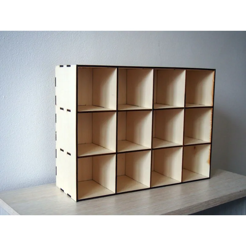 Dřevěný organizér s přihrádkami 9x9x12cm