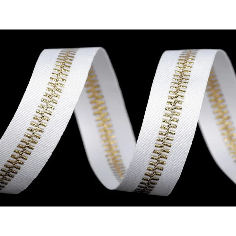 Lampas / oděvní stuha s lurexem šíře 20 mm imitace zipu