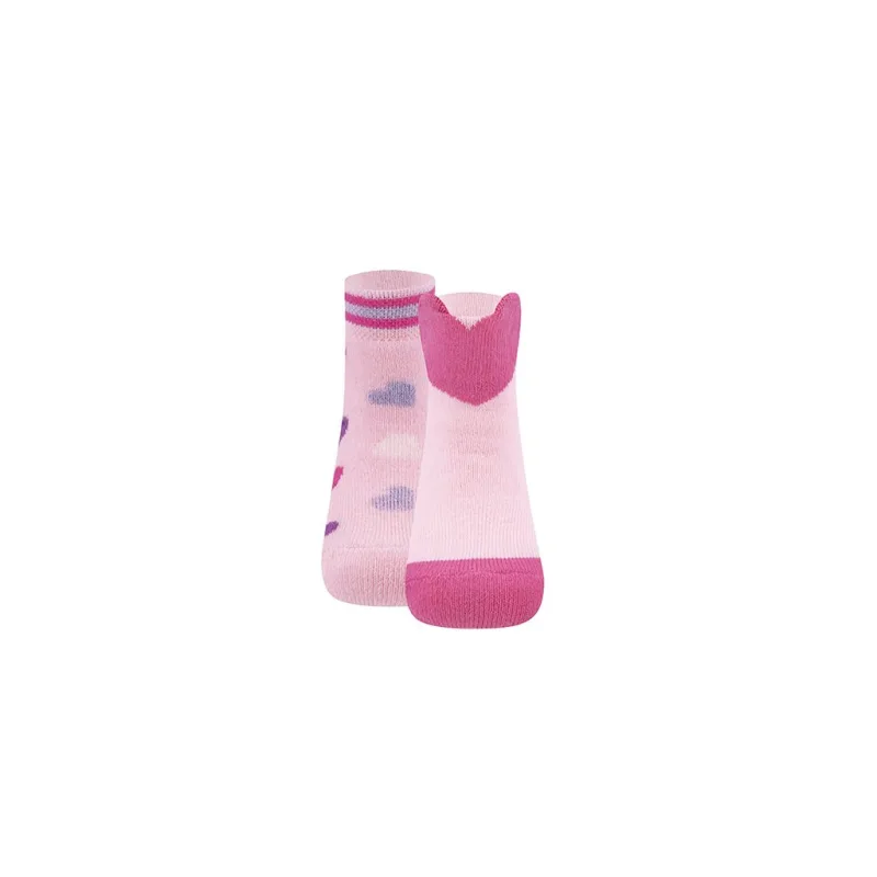 Dětské zateplené ponožky Ewers 2 pack růžové se srdíčky