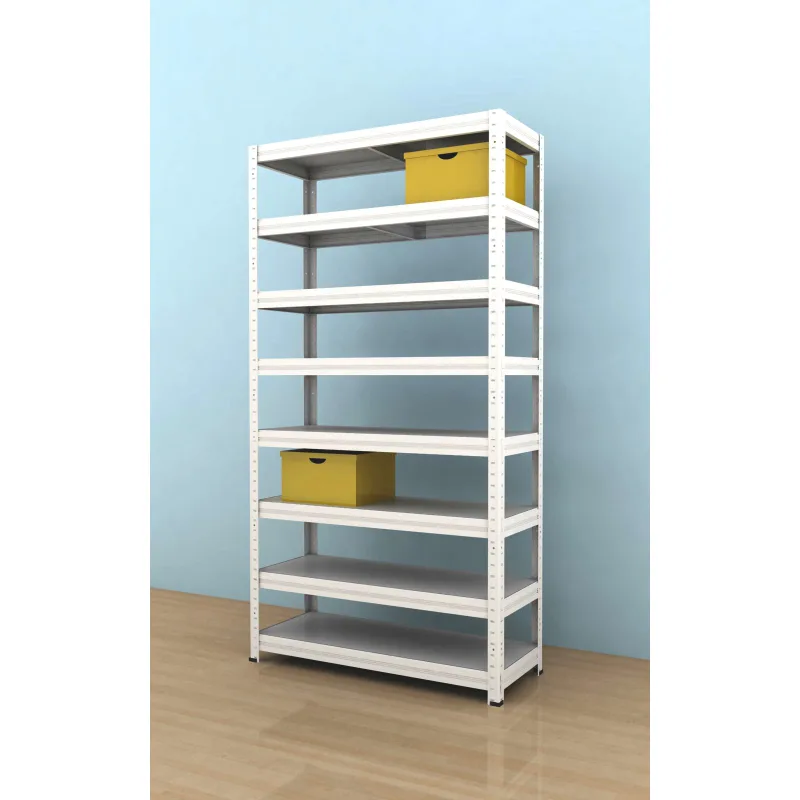 Kovový regál Futur 2100x900x450/8, bílá, 350kg/pol.lamino