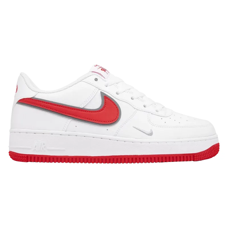 Nike Air Force 1 White Habanero Red Mini Swoosh (GS)