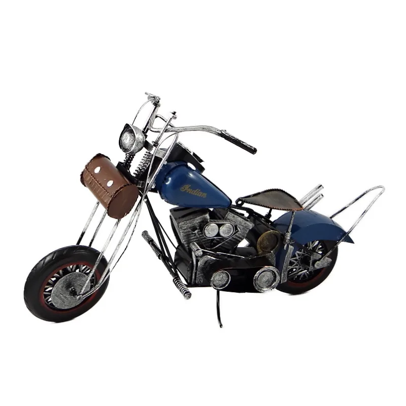 Kovový model motorky Indian modrý 34 cm | Luxusní dekorace pro motorká