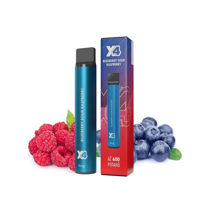X4 Bar - 0mg - ZERO - Blueberry Sour Raspberry  (Borůvka, Malina)