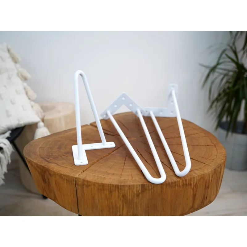 Industrial Hairpin Podnož Noha 2 ramenná Bílá 1ks