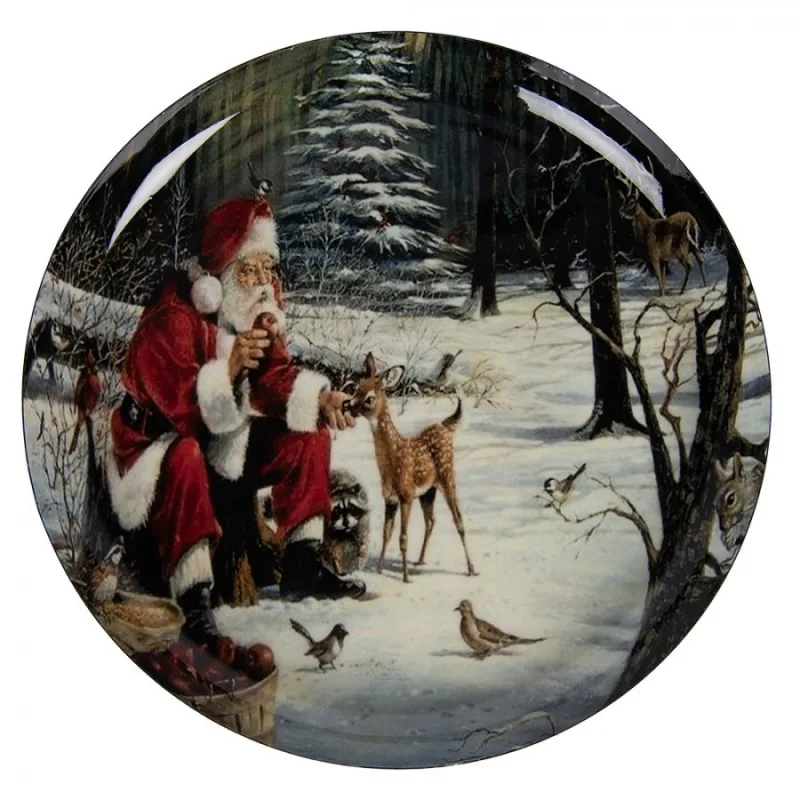 Dekorační podnos / tác s motivem Santa Clause a kolouška – 28x3 cm