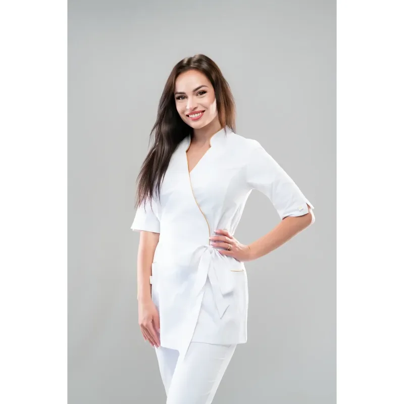 Zavinovací halenka ANABEL Bílá/Zlatá