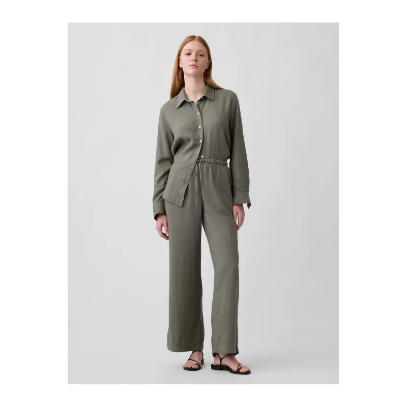 Lněné kalhoty Wide-Leg