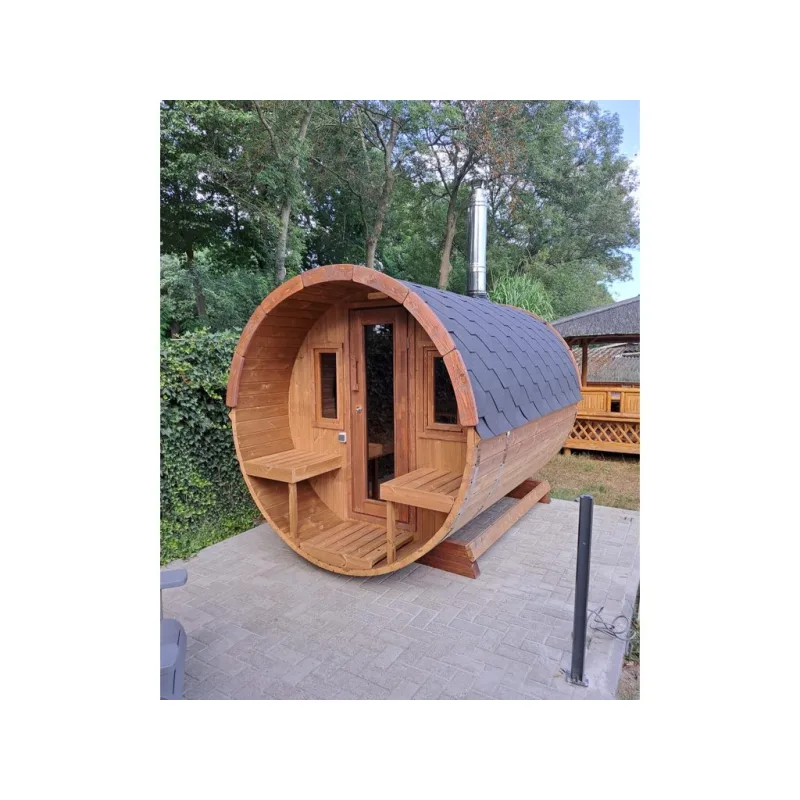 Sudová sauna 2,8x2,05m s terasou, thermowood