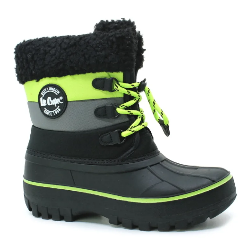 Lee Cooper 2856K black/lime, dětské sněhule vel.30