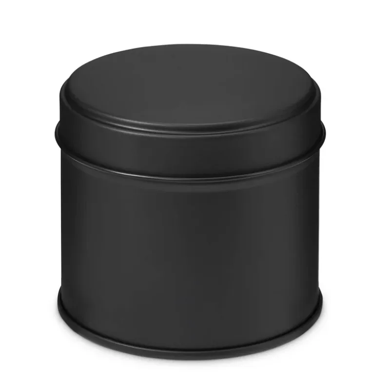 Plechová dóza s víčkem kulatá černá, 250 ml, 100 ks