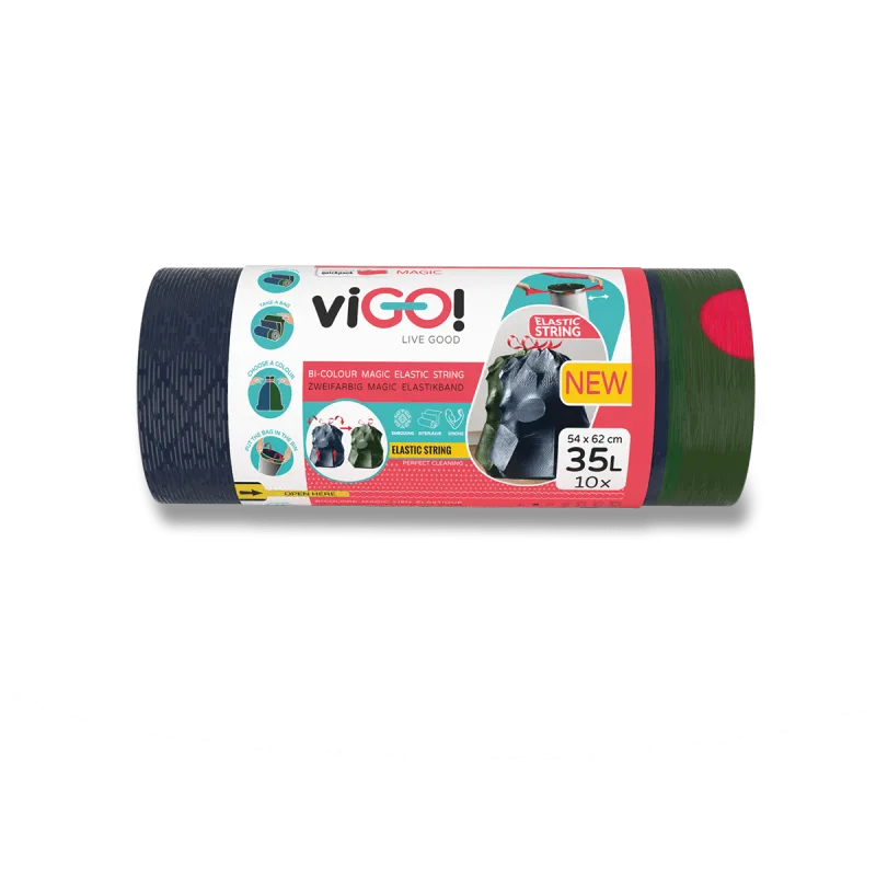 viGO! Magic Bi-colour - retractable garbage bags - 35 l, 10 pcs, 23 microns