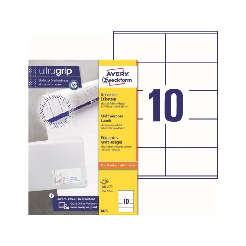 Univerzální etikety AVERY 105 x 57 mm 100 listů A4 - 3425