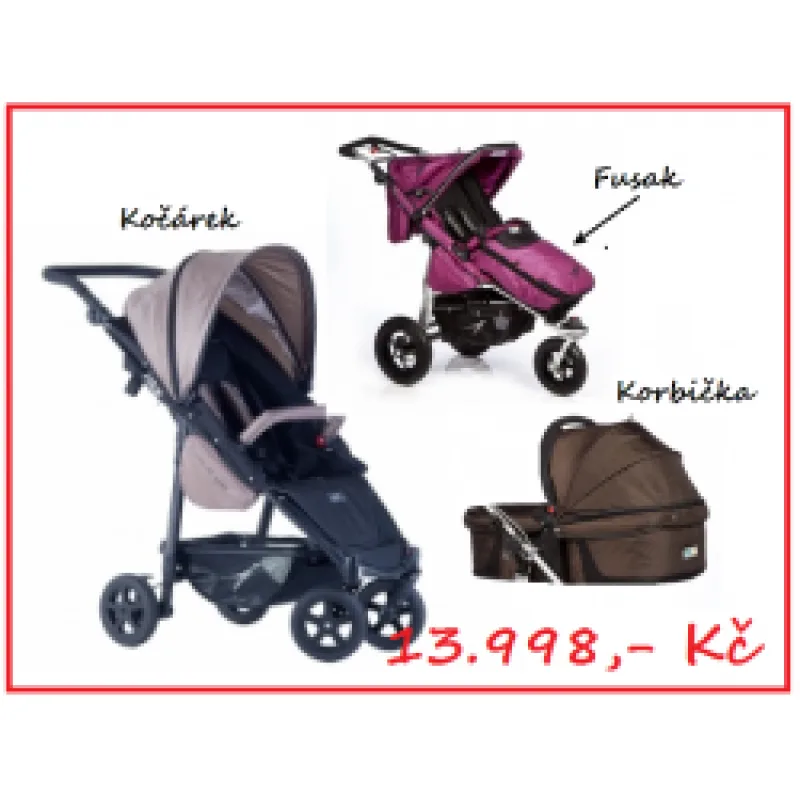 TFK kočárek Lite Mini béžový s korbičkou