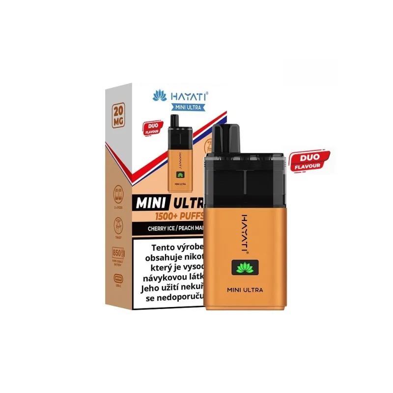 Hayati Mini Ultra 1500 - Cherry ICE Peach Mango - 20mg  Chladivá třešeň / Broskev Mango