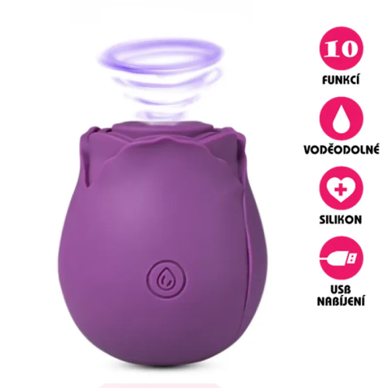 Vakuový vibrátor USB Flower Suction Vibe fialový
