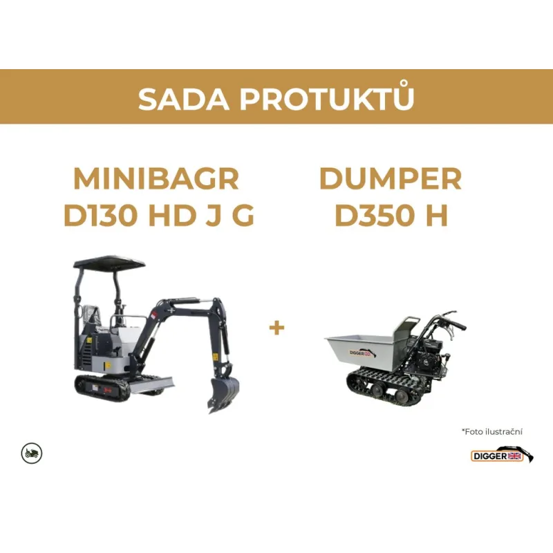 Sada Minibagr Digger D130 HD J G + dumper Digger D350 H
