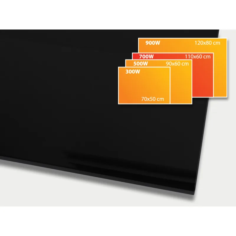 ECOSUN 700 GR Black, sálavý skleněný panel 700 W