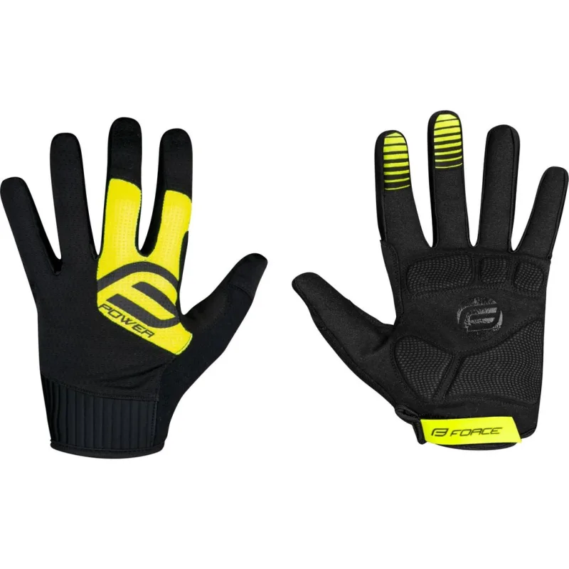 rukavice FORCE MTB POWER, černo-fluo