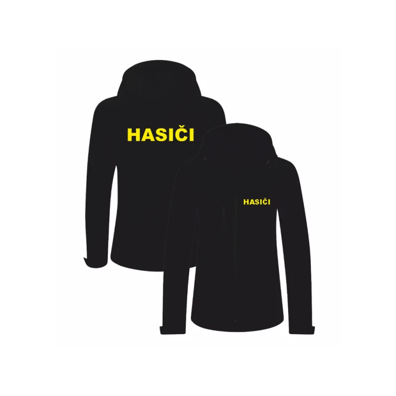 Černá dámská softshellová bunda pro hasiče s potiskem Hasiči