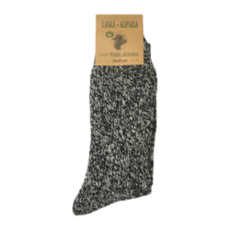 Llama Alpaca Wool Socks blackwhite - Loose hem