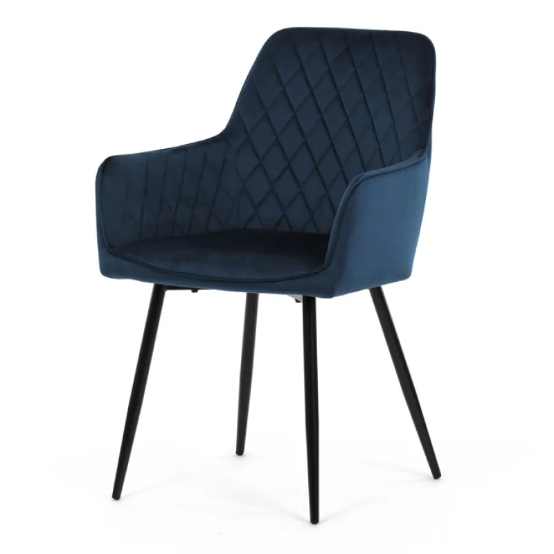 Jedálenská stolička, modrá, zamatová látka, DCH-215 BLUE4