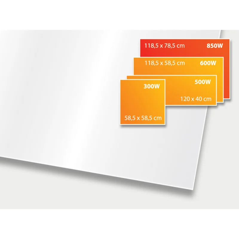 ECOSUN 850 GS White, sálavý skleněný panel 850 W