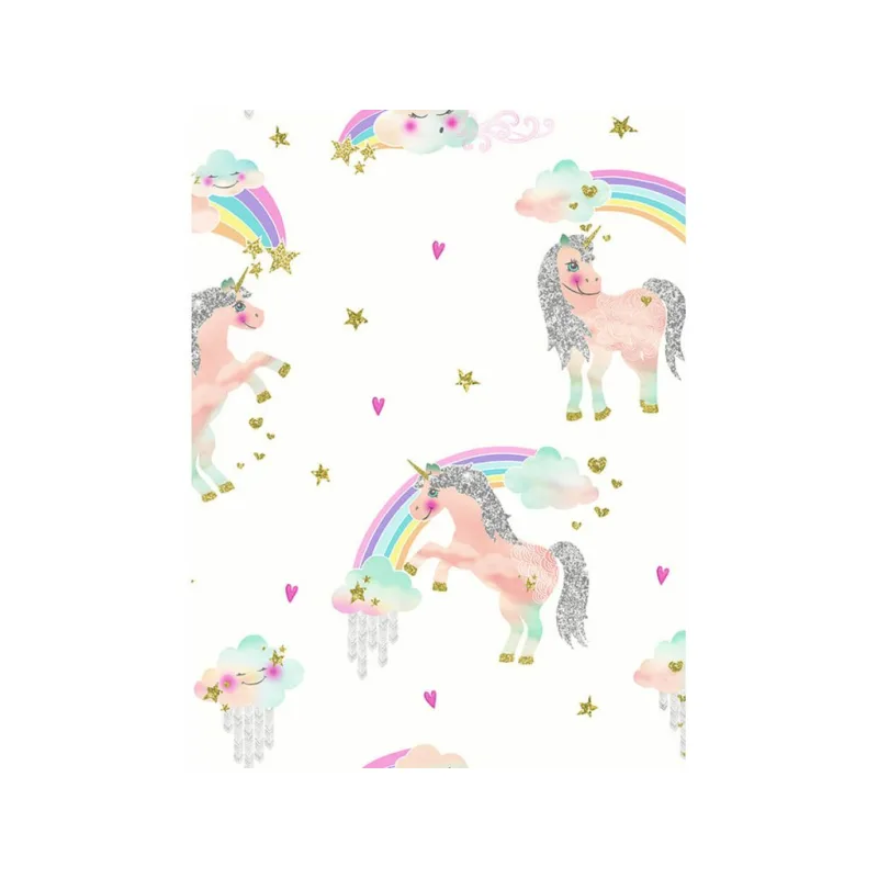 Unicorn Rainbow dětská tapeta s jednorožcem white