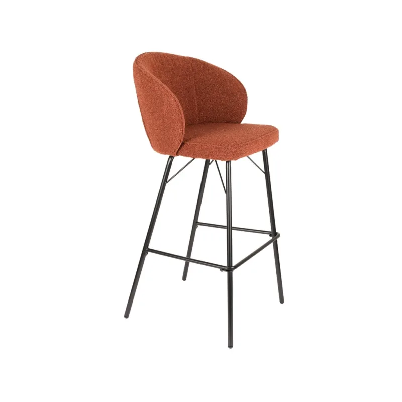 Terakotově červená čalouněná barová židle WLL JOA 75 cm