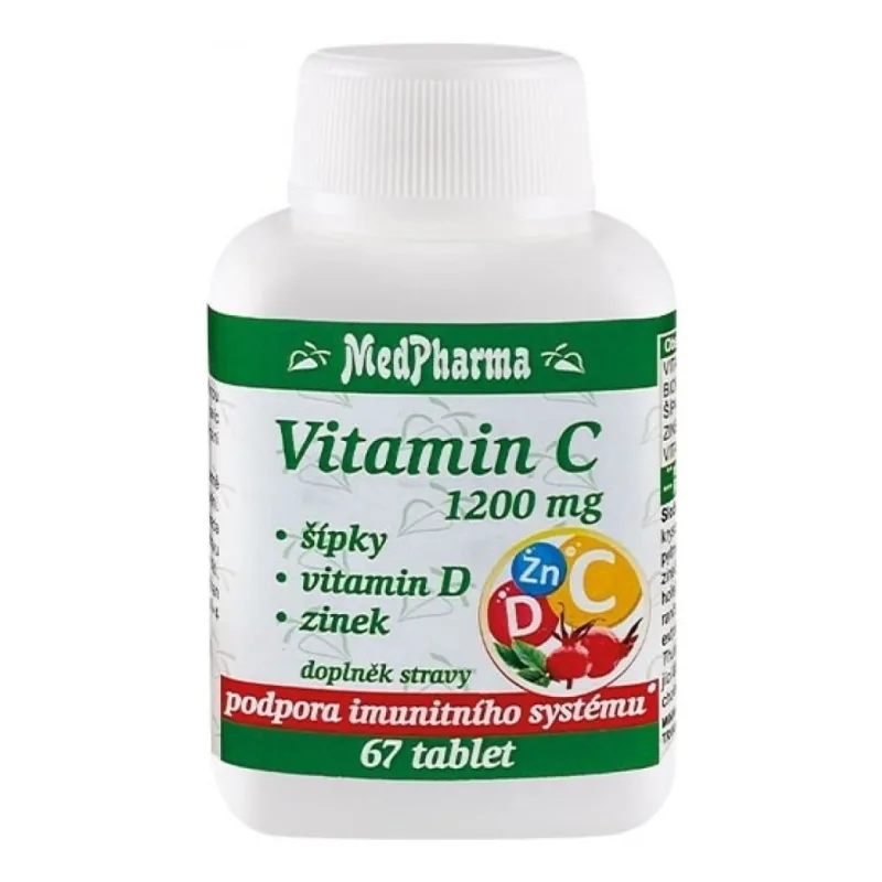 MEDPHARMA Vitamín C 1200 mg šípky vitamín D + zinok 67 tabliet