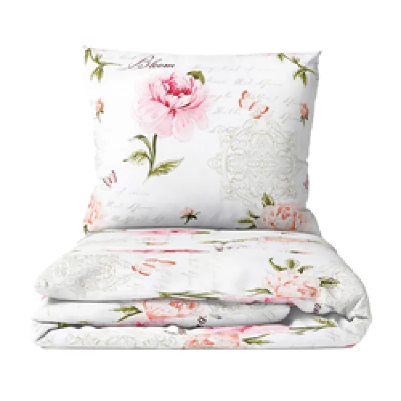Cotton zippered bedding Pink Peonies / Comfort for every night