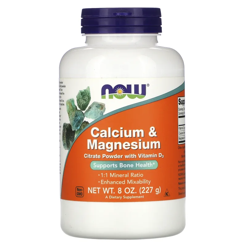 Now Calcium Magnesium citrát plus Vitamin D3, prášek, 227 g