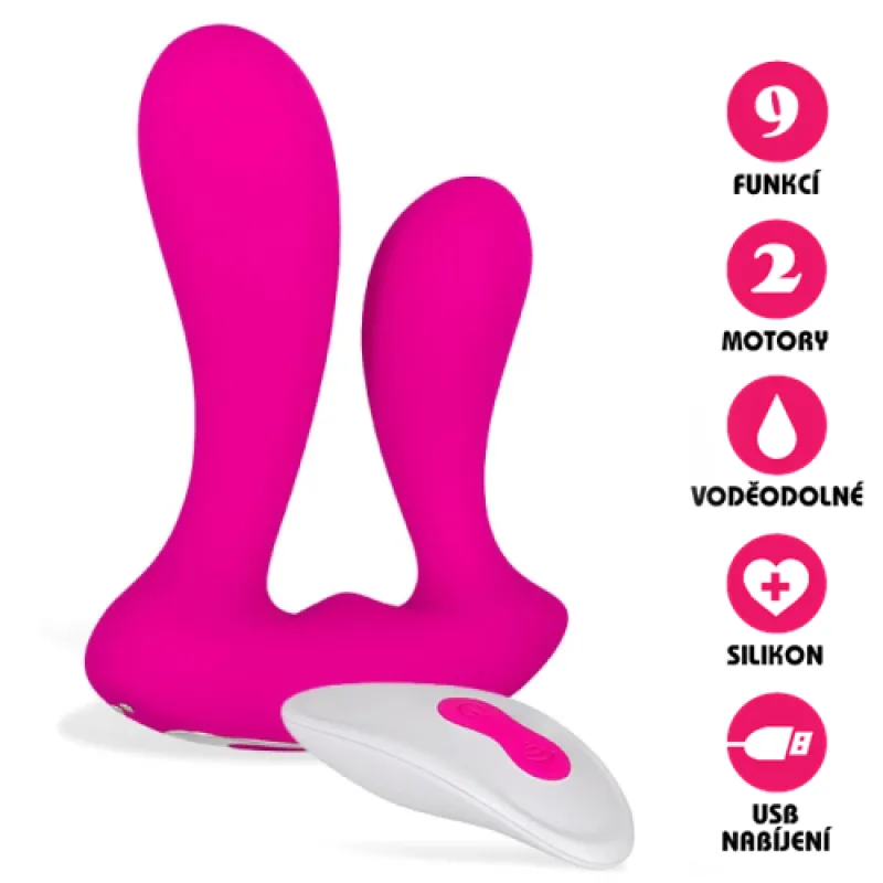 Bezdrátový vibrační motýlek Double Pleasure Vibe růžový