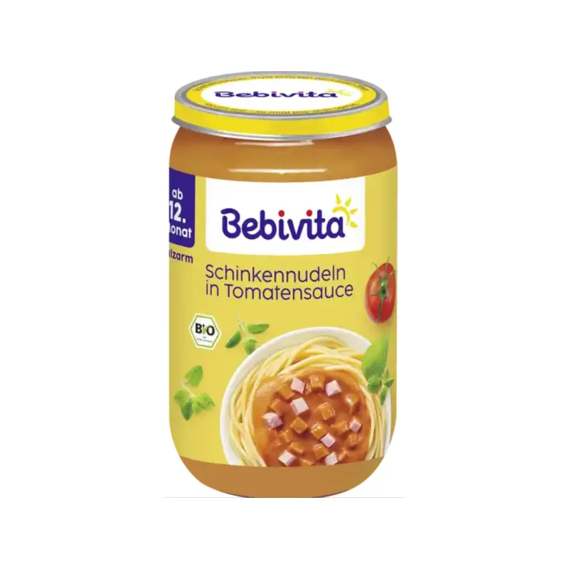 Bebivita 12+ BIO nudle se šunkou a tomátovou omáčkou 250g