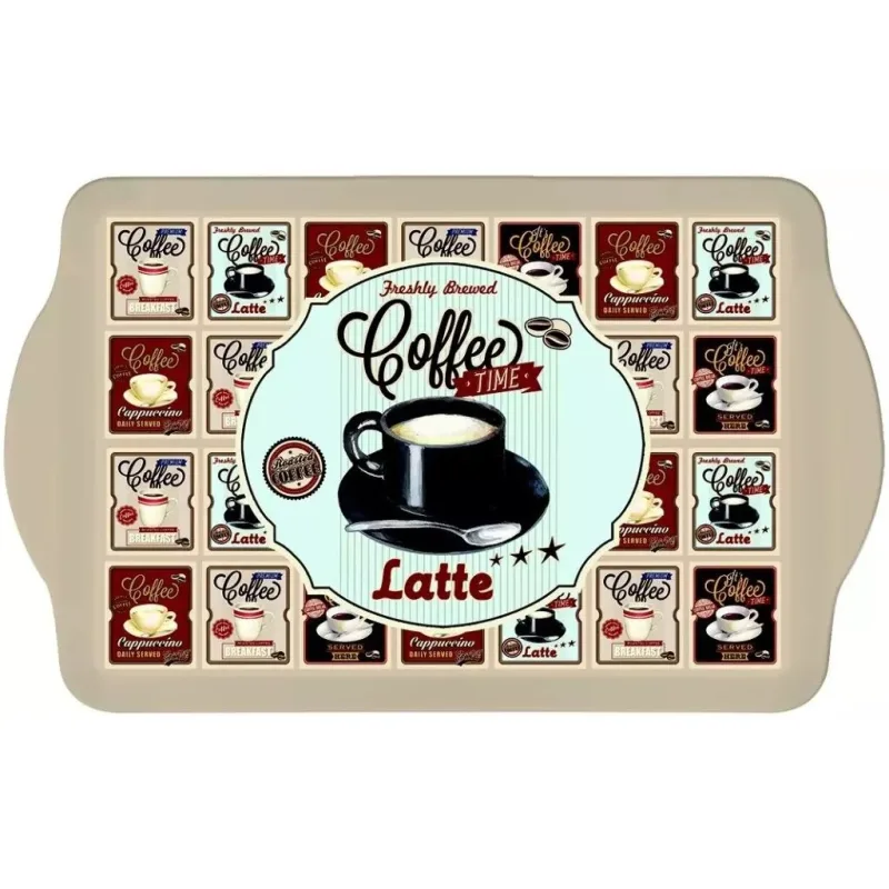 Easy Life Plastový servírovací tác Vintage Coffee 38 × 23 cm