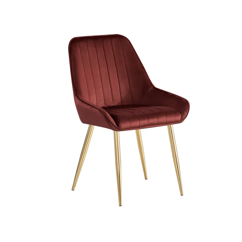Jídelní židle LUXURY - látka Velvet, zlatý chrom / bordó