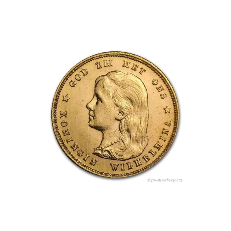 Zlatá mince královna Wilhelmina I. 1897-10 gulden