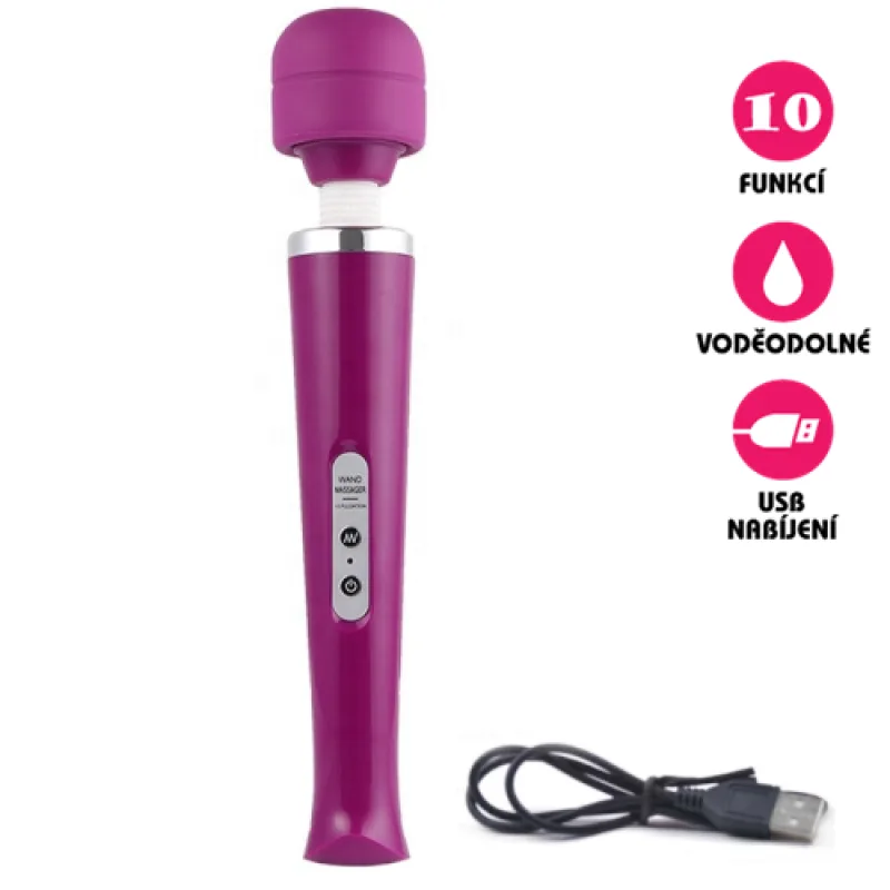 Masážní vibrátor USB Wand Massager růžový