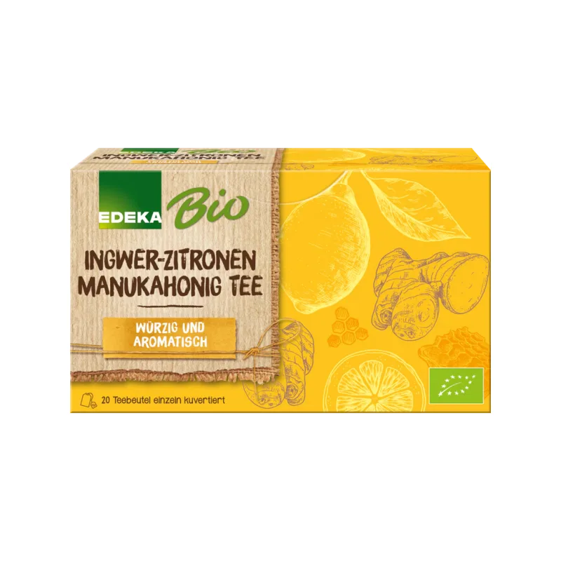 Edeka Bio zázvorovo-citronový čaj s manukovým medem, 20 sáčků, 40 g  - originál z Německa
