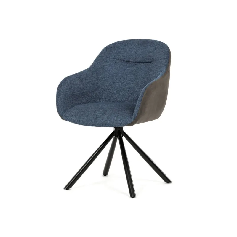Jídelní židle otočná 180°, modrá, látka, DCH-Y1143 BLUE2