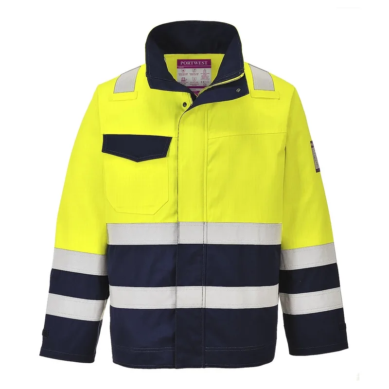 MV25 Vetrovka Hi-Vis Modaflame Portwest, žltá/námorná, S
