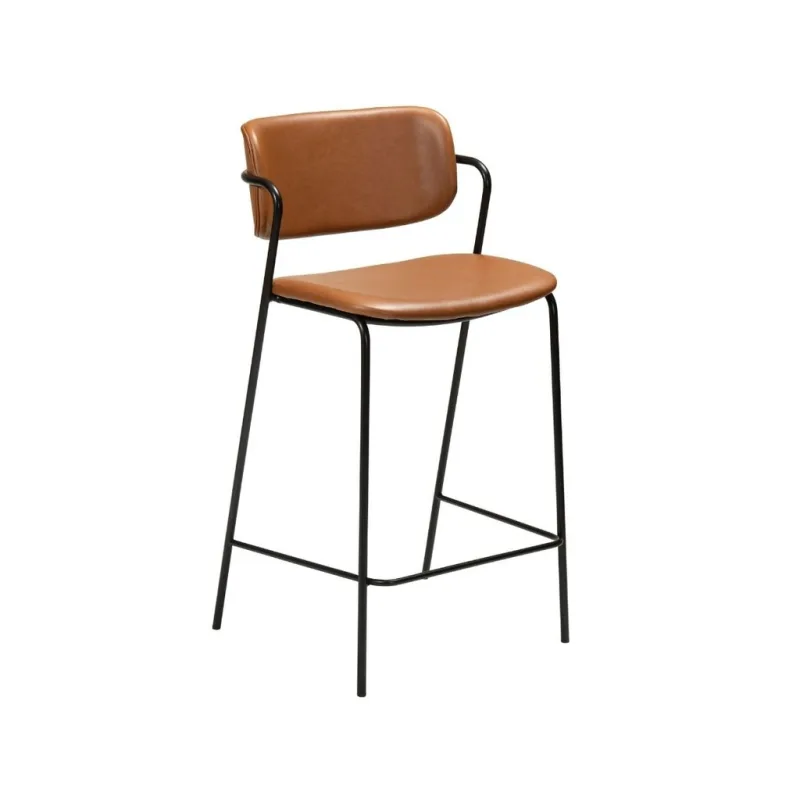 Koňakově hnědá koženková barová židle DAN-FORM Zed 67 cm