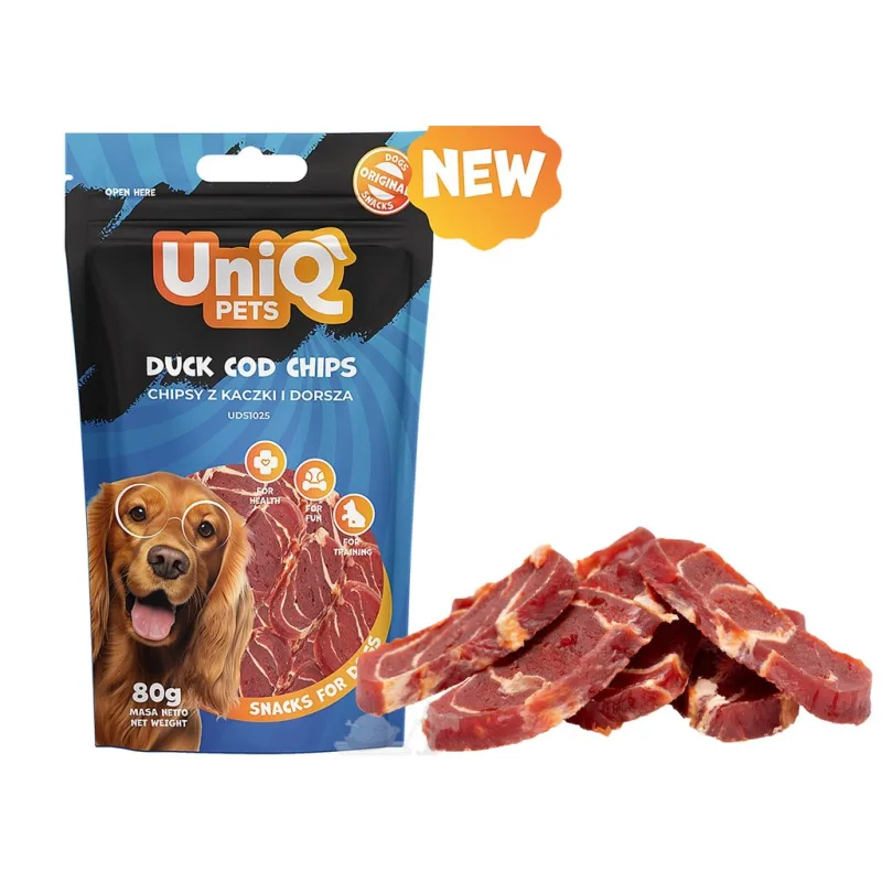 UNIQ PETS Křehké masové plátky WAGGI kachna s treskou 80g